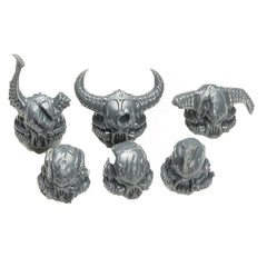 Warhammer 40K Games Workshop Battle Trophies Base Bits Chaos Space Marine Helmeted Heads x6