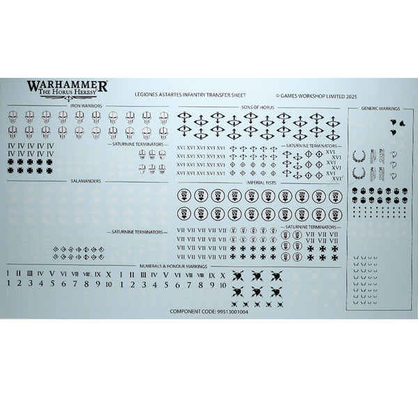 Warhammer 40K Transfer Sheet Legiones Astartes Infantry Transfer Sheet ...