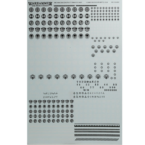 Miniatures Script Transfer Warhammer 40K Transfer Sheet Mechanicum Constructs | Egg Head Minatures